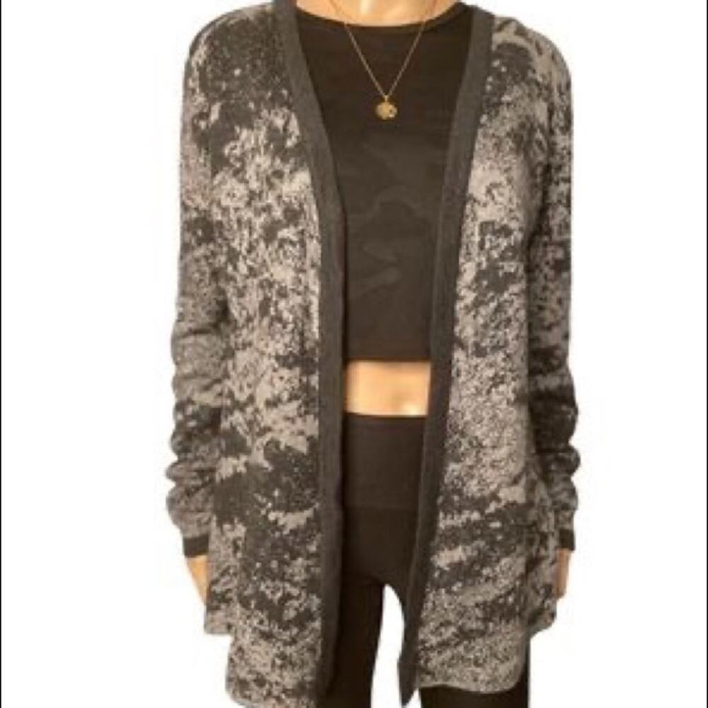 Bellsdini Cardigan Sweater Womens M Black Gray Open Long Sleeves Winter Casual